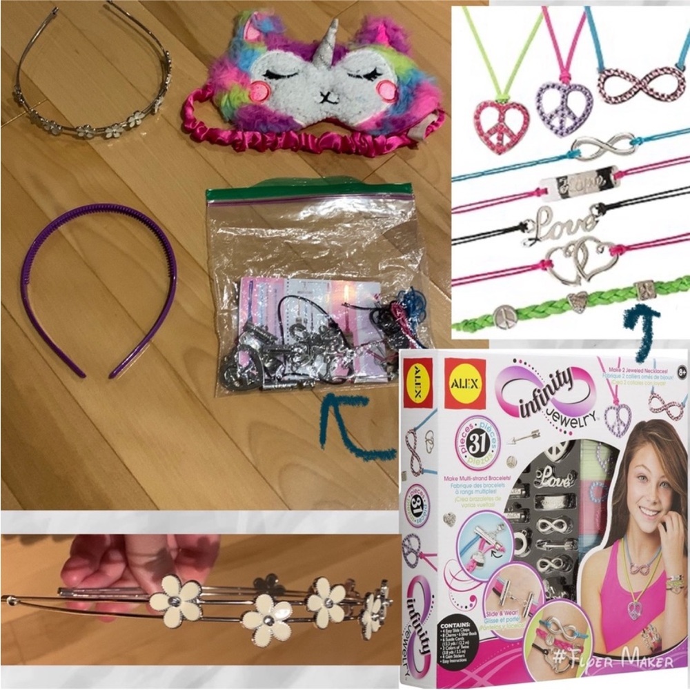 EUC Alex Infinity Jewelry Making Kit, 2 Headbands, Unicorn Sleep Mask